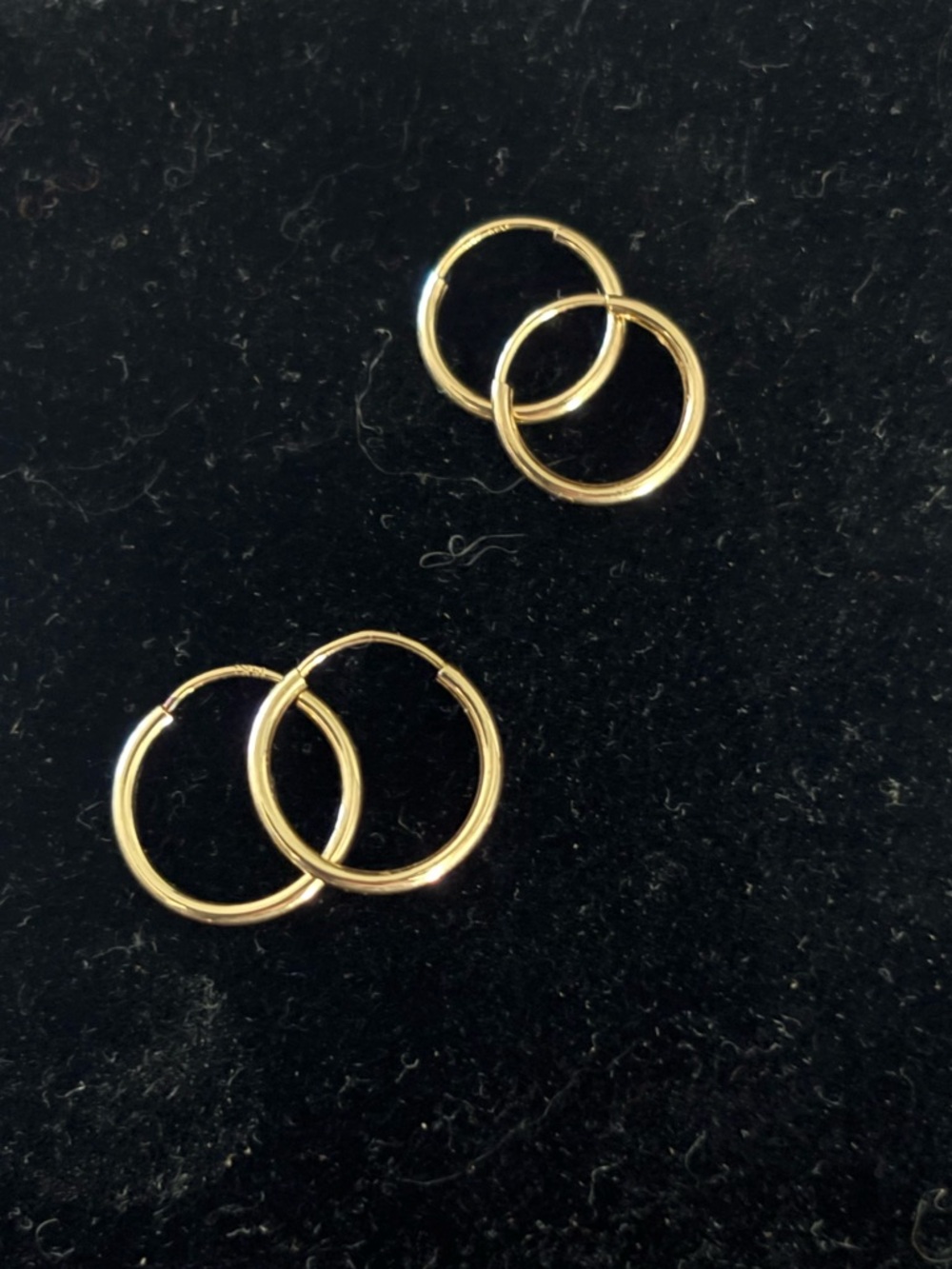 14k Solid Gold Endless Hoop Earrings - 10mm pair + 12mm pair